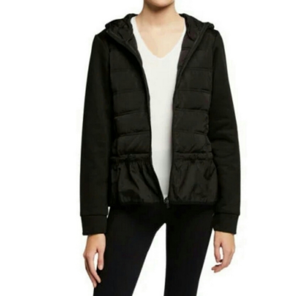 BCBGMaxAzria Jacket Puffer Hooded Zip Front Lightweight Fitted Black M NWT - Picture 5 of 15